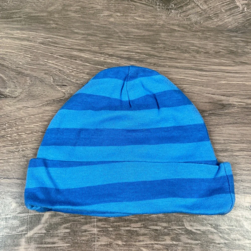 Gerber Beanie Hat Set Baby 0-6 Months Blue Striped Cotton Cute 3 Pack